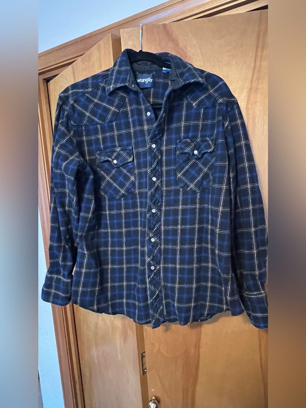 Wrangler Men's Flannel Pearl Snap Snap Western Cowboy Shirt Large